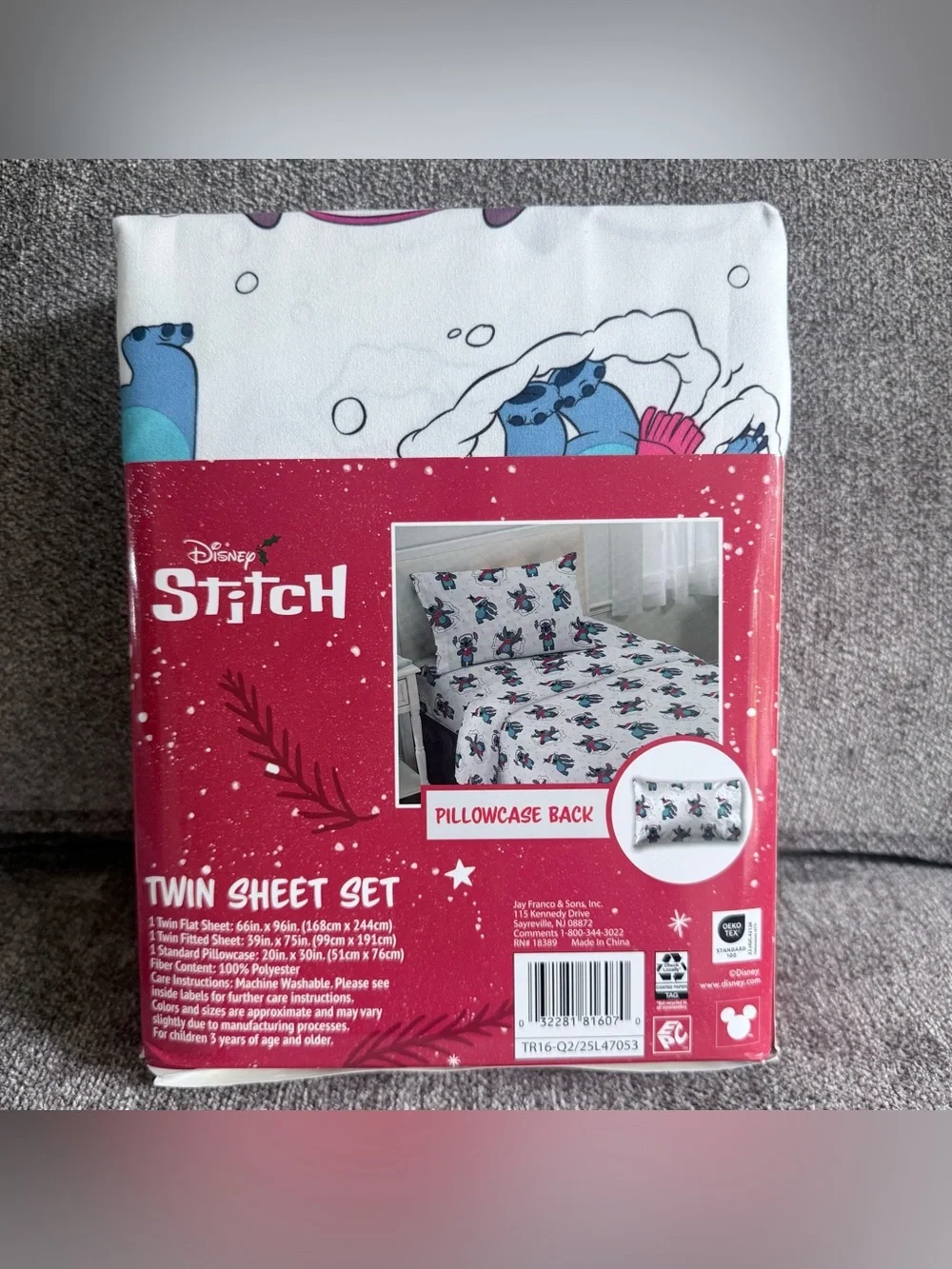 Disney Lilo & Stitch Holiday Twin Sheet Set 3 Piece New